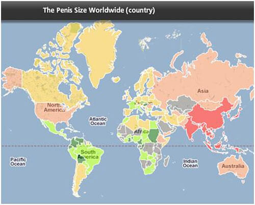 статистика по размеру члена в странах мира